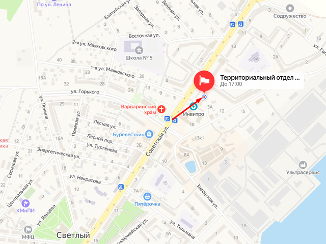 Территориальный отдел Управления Федеральной службы по надзору в сфере защиты прав потребителей и благополучия человека по Калининградской области в Зеленоградском, Светлогорском, Балтийском районах и Светловском городском округе